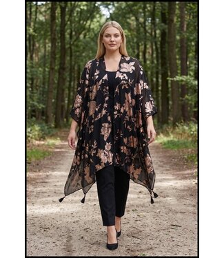 merkloos Schwarz Poncho