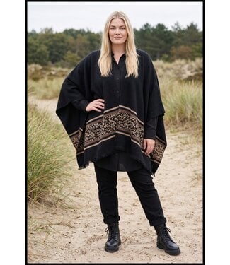 merkloos Schwarz Poncho