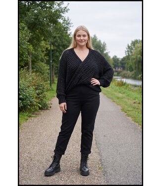 merkloos Gave Wijde Gebreide Trui