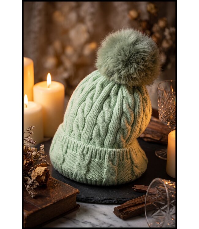 Gebreide Pompom Muts