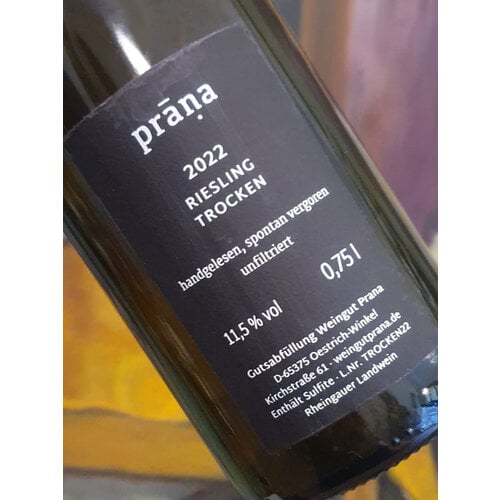 Prana Riesling trocken Rheingauer Landwein 2022