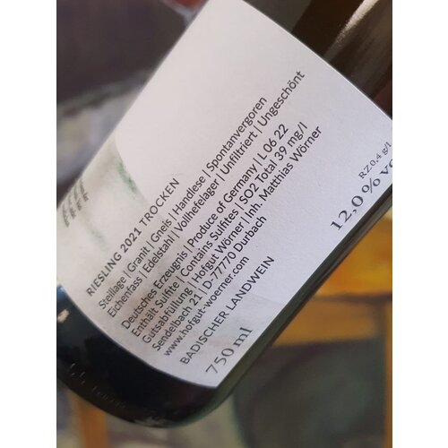 Matthias Wörner Riesling 400 2021