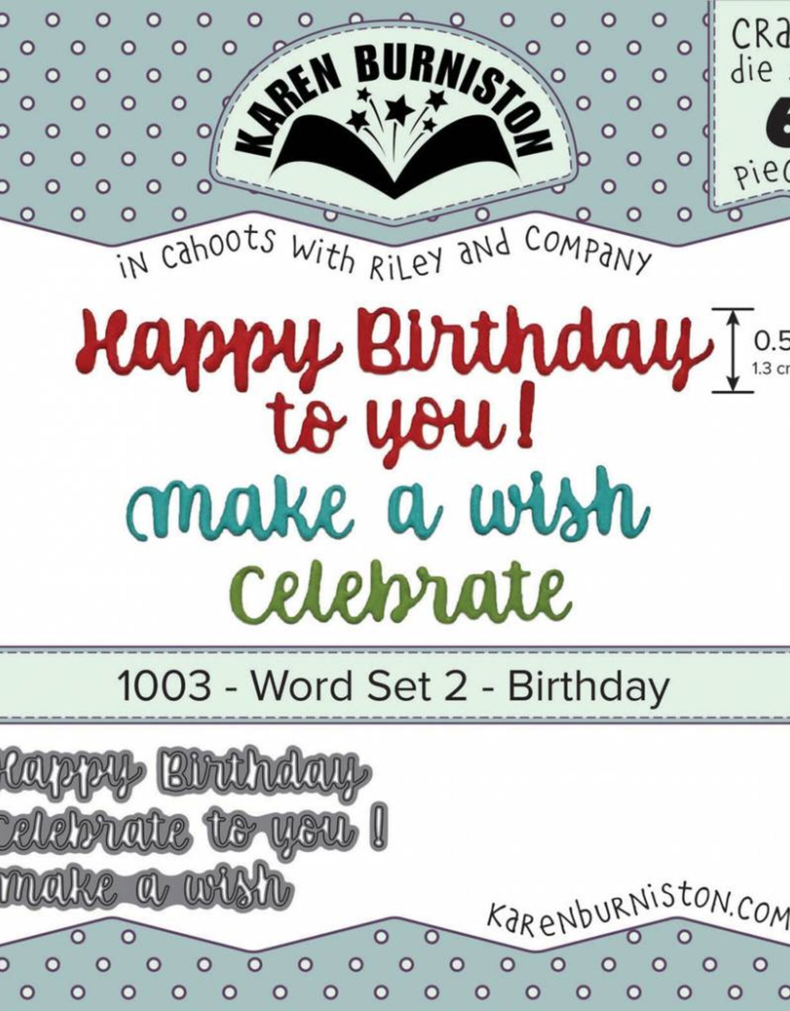 Karen Burniston Karen Burniston Word set 2 Birthday die set 1003