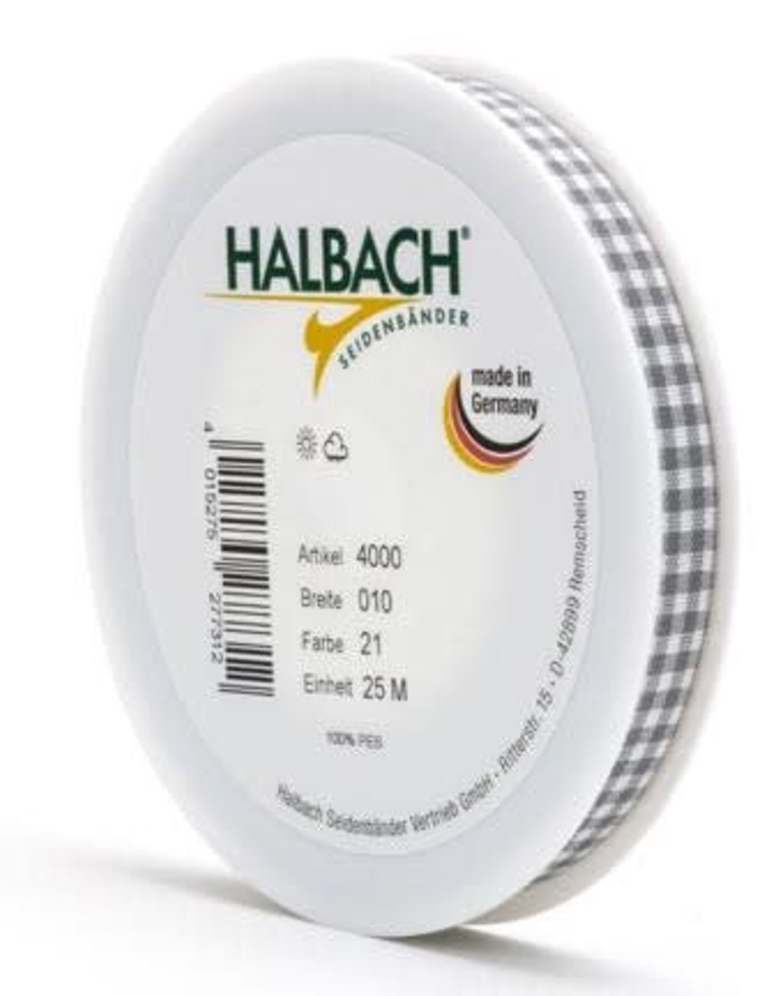 Halbach Halbach lint 1cm Grey geblokt
