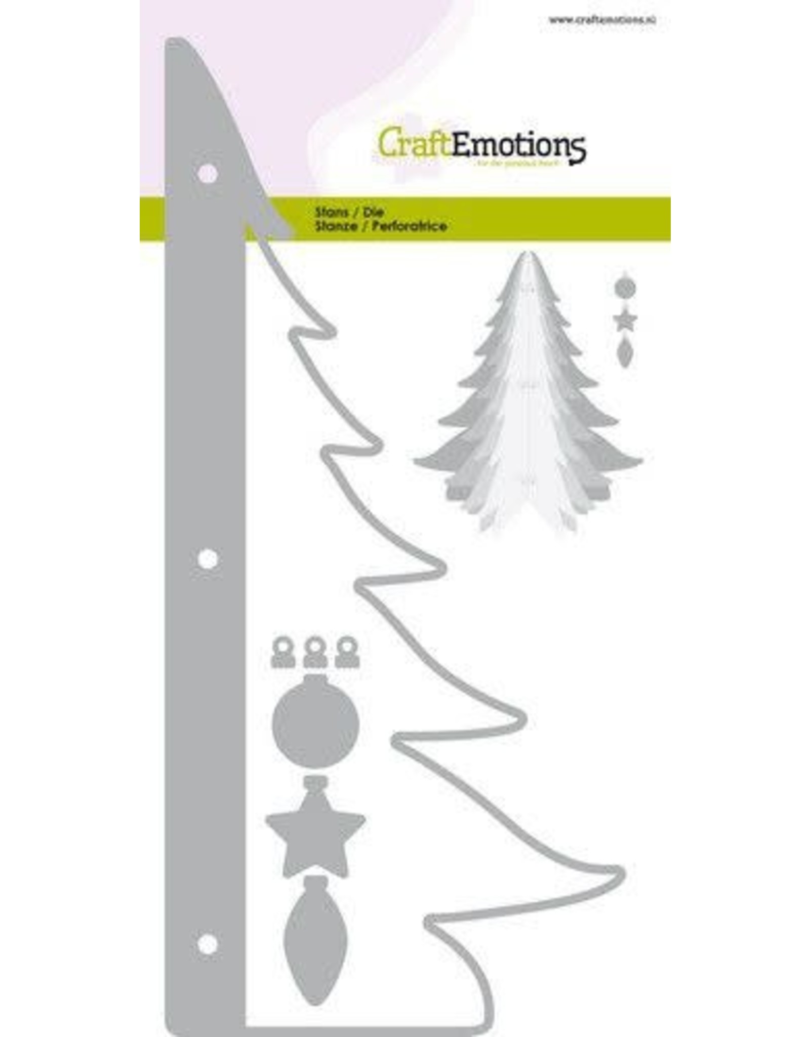 Craft Emotions CraftEmotions Die - kerstboom decoratie 3D Card 10,5x14,8cm - 10,5cm - 14,5cm