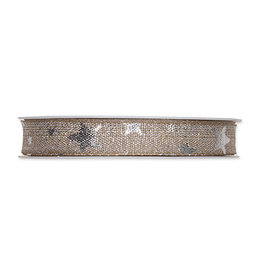 Halbach Halbach Printed Lurex Ribbon Stars Naturel/Silve