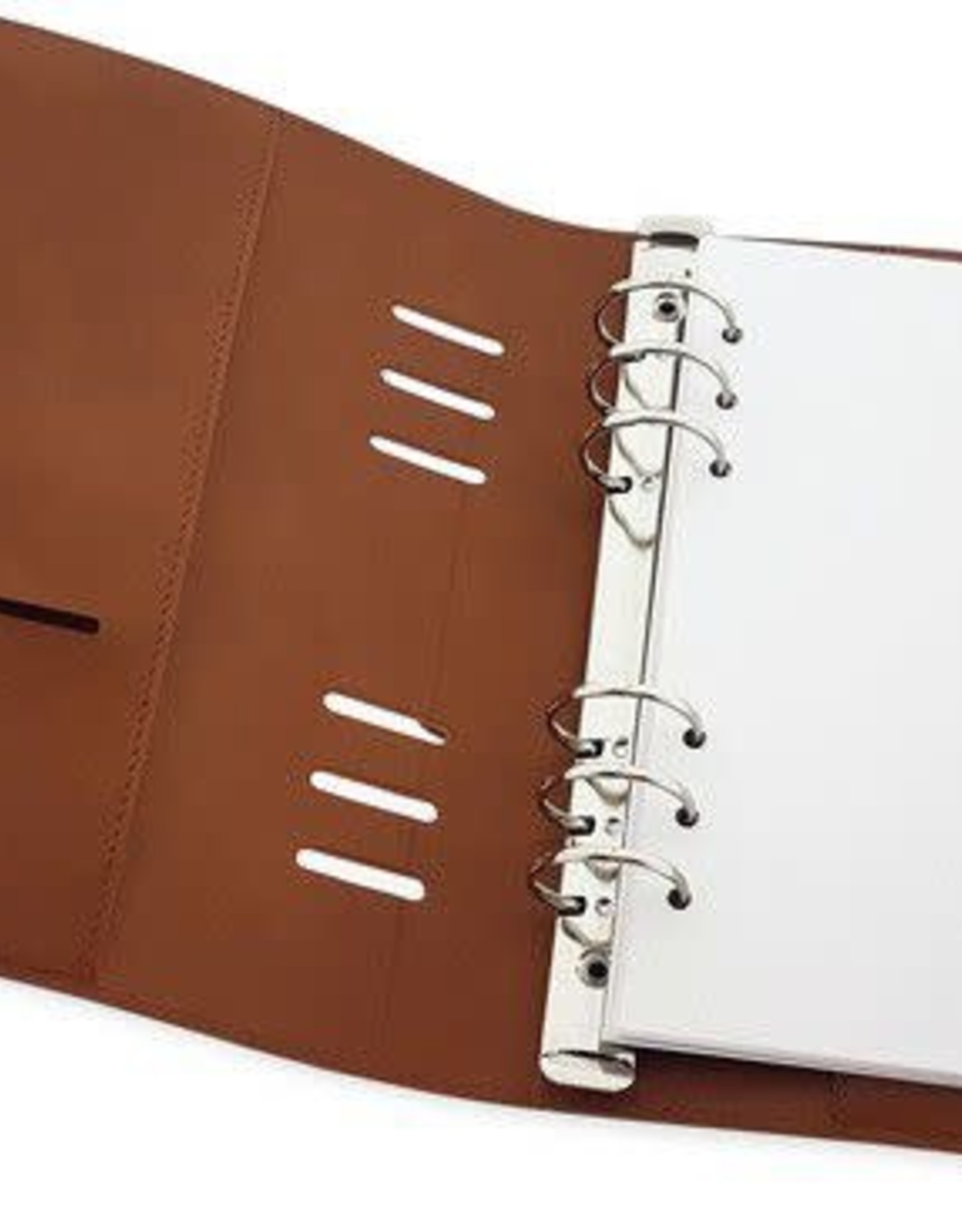 Craft Emotions CraftEmotions Ringband Planner - voor papier 120x210mm - Cognac bruin PU leather - Paper not included