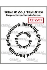 Crealies Crealies Clearstamp Tekst & Zo Rond: hartelijk gefeliciteerd (NL) CLTZV01 20+42 mm