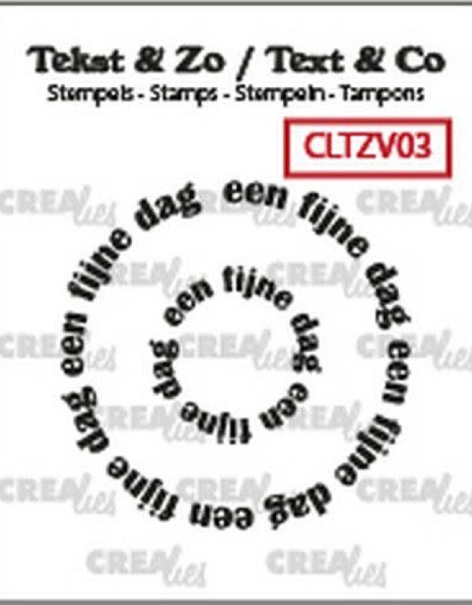 Crealies Crealies Clearstamp Tekst & Zo Rond: een fijne dag (NL) CLTZV03 20+39 mm