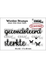 Crealies Crealies Clearstamp Wordzz Gecondoleerd sterkte (NL) CLWZS05 18x82mm