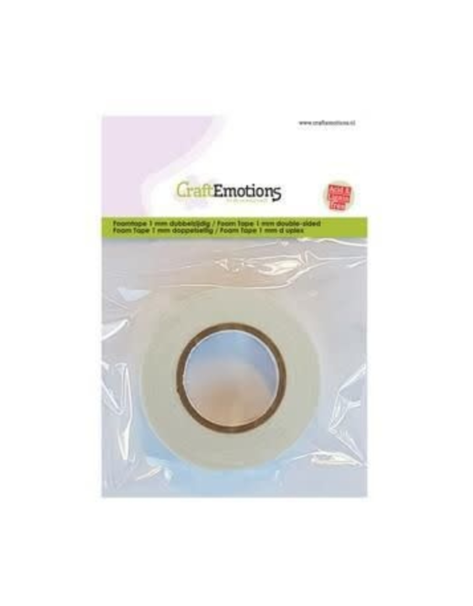 Craft Emotions CraftEmotions Foam tape 1 mm dubbelzijdig 2 MT 1 RL