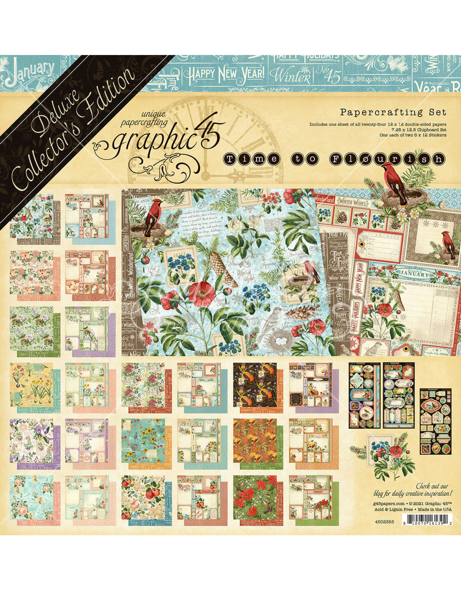 Graphic 45 Graphic 45 Time to Flourish 12 x 12 Deluxe collector's collection