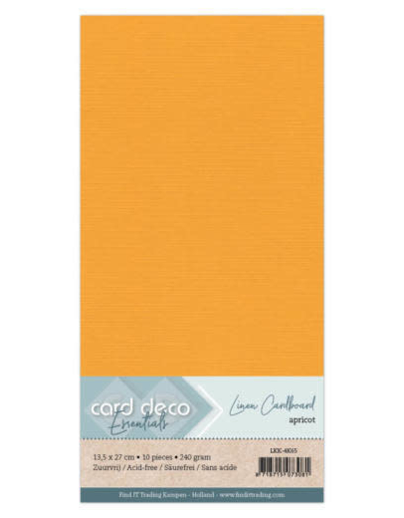 Card Deco Card Deco Linnenkarton - vierkant - Apricot  13.5 x 27 cm
