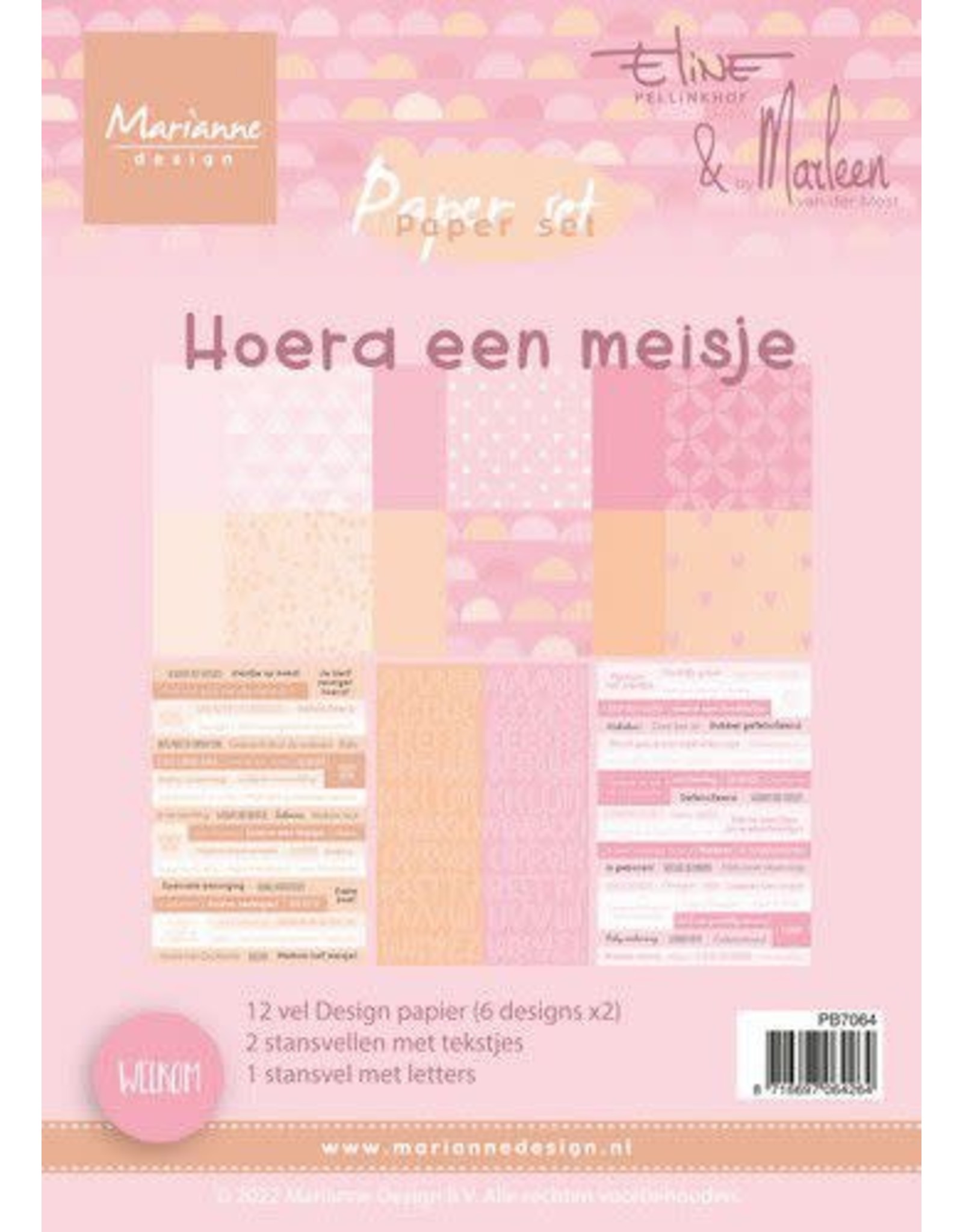 Marianne Design Marianne D Eline‘s Paperset Hoera een meisje (NL) PB7064 A5