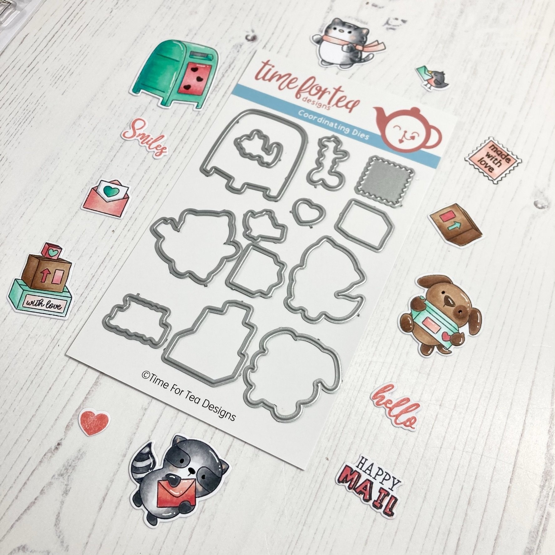 Time For Tea Designs Happy Mail Critters Metal Dies - Stampsandcards
