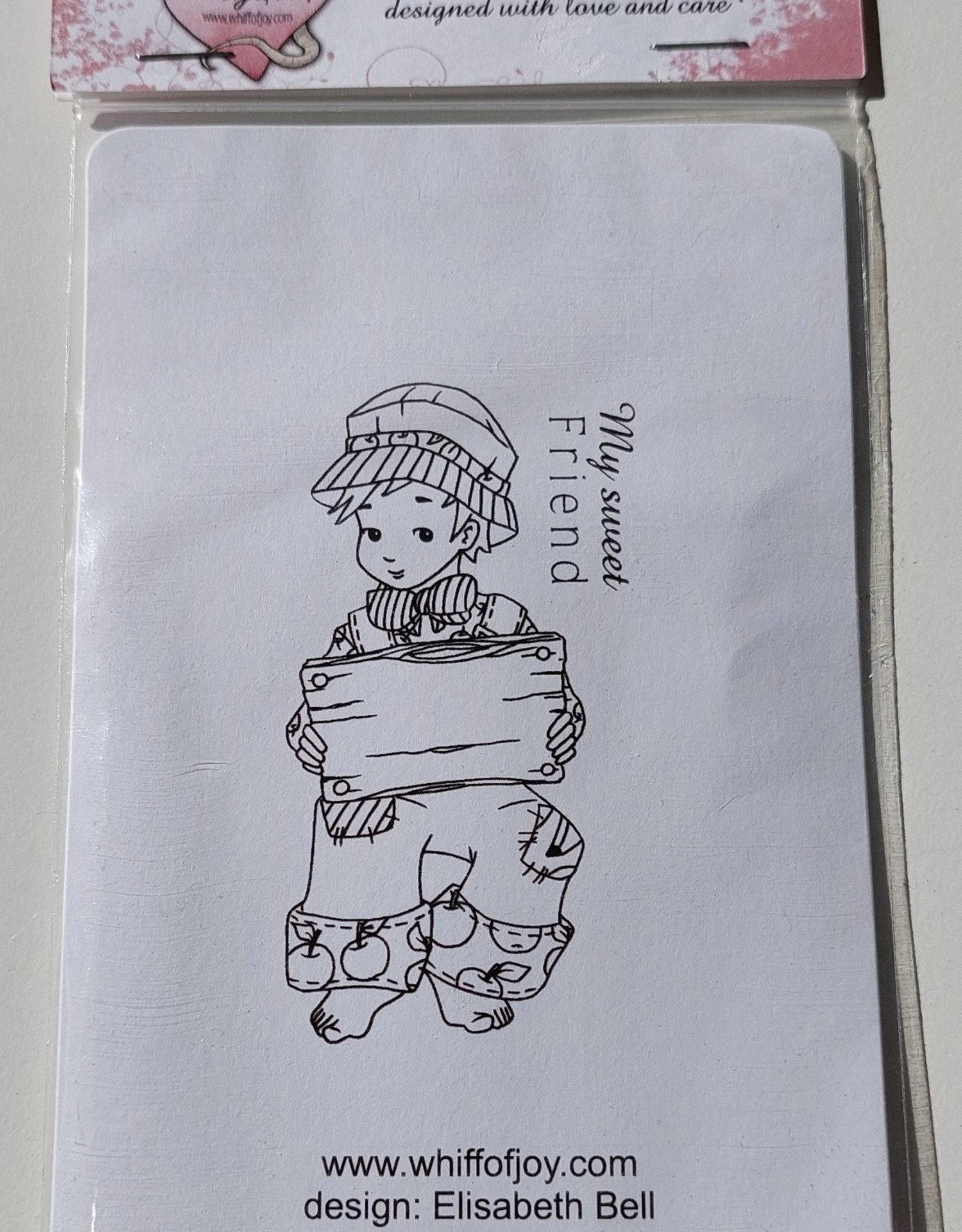 Whiff of Joy Whiff of Joy Zittend jongetje met bord W05 rubberstamp unmounted