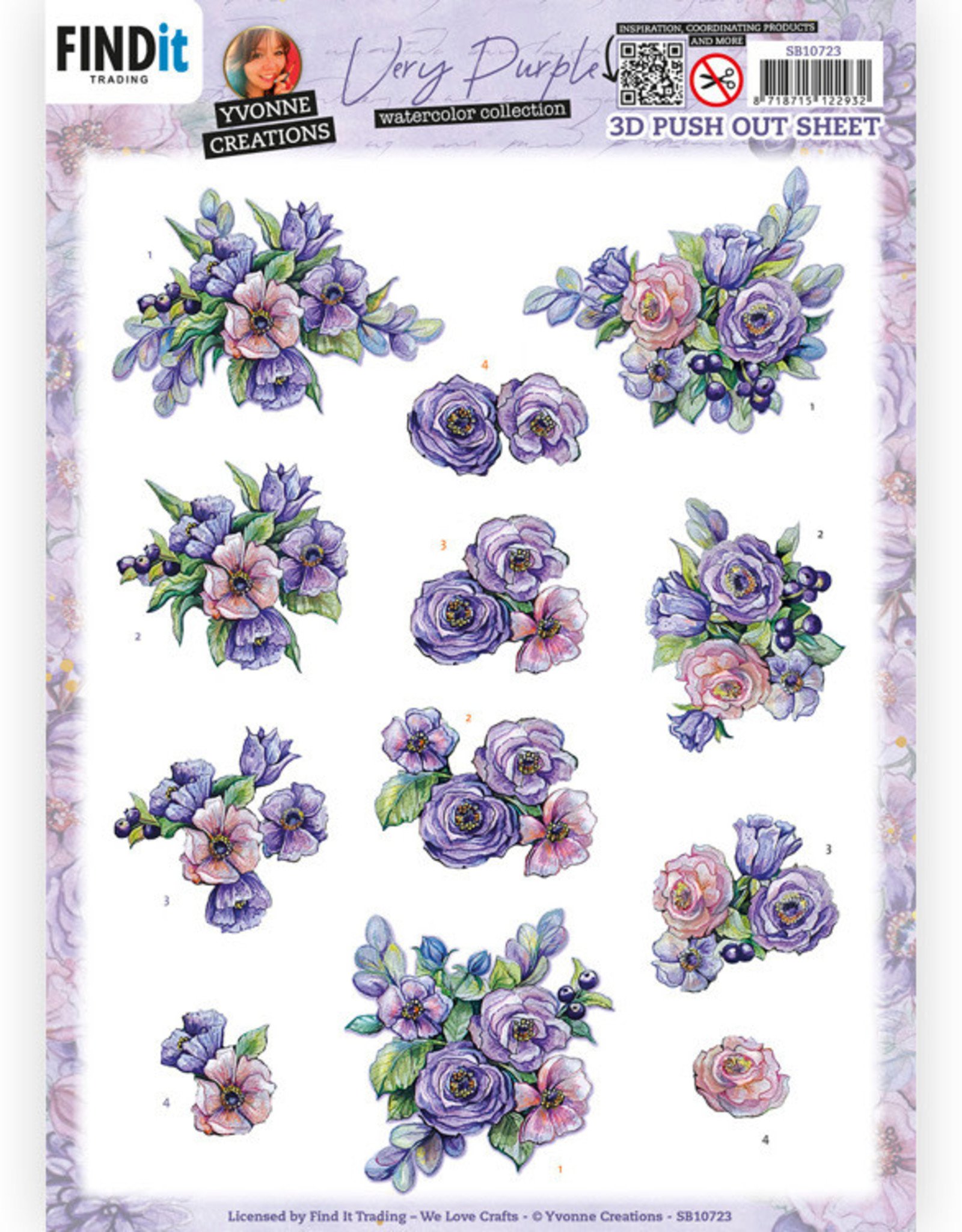 Yvonne Creations 3D Push Out - Yvonne Creations - Very Purple - Blueberries  SB10723