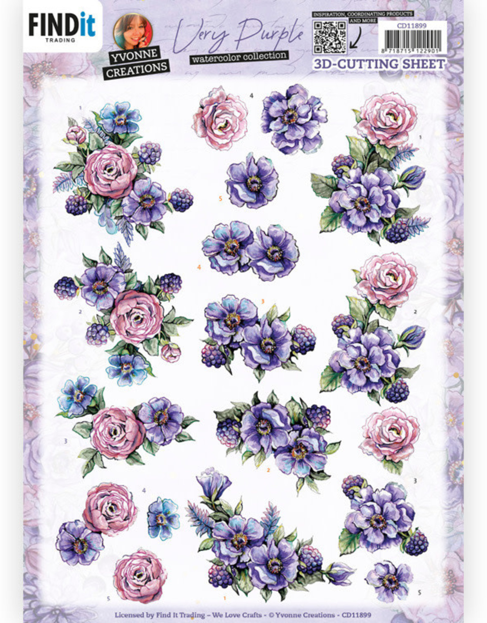 Yvonne Creations 3D Cutting Sheets - Yvonne Creations - Very Purple - Blackberries  CD11899