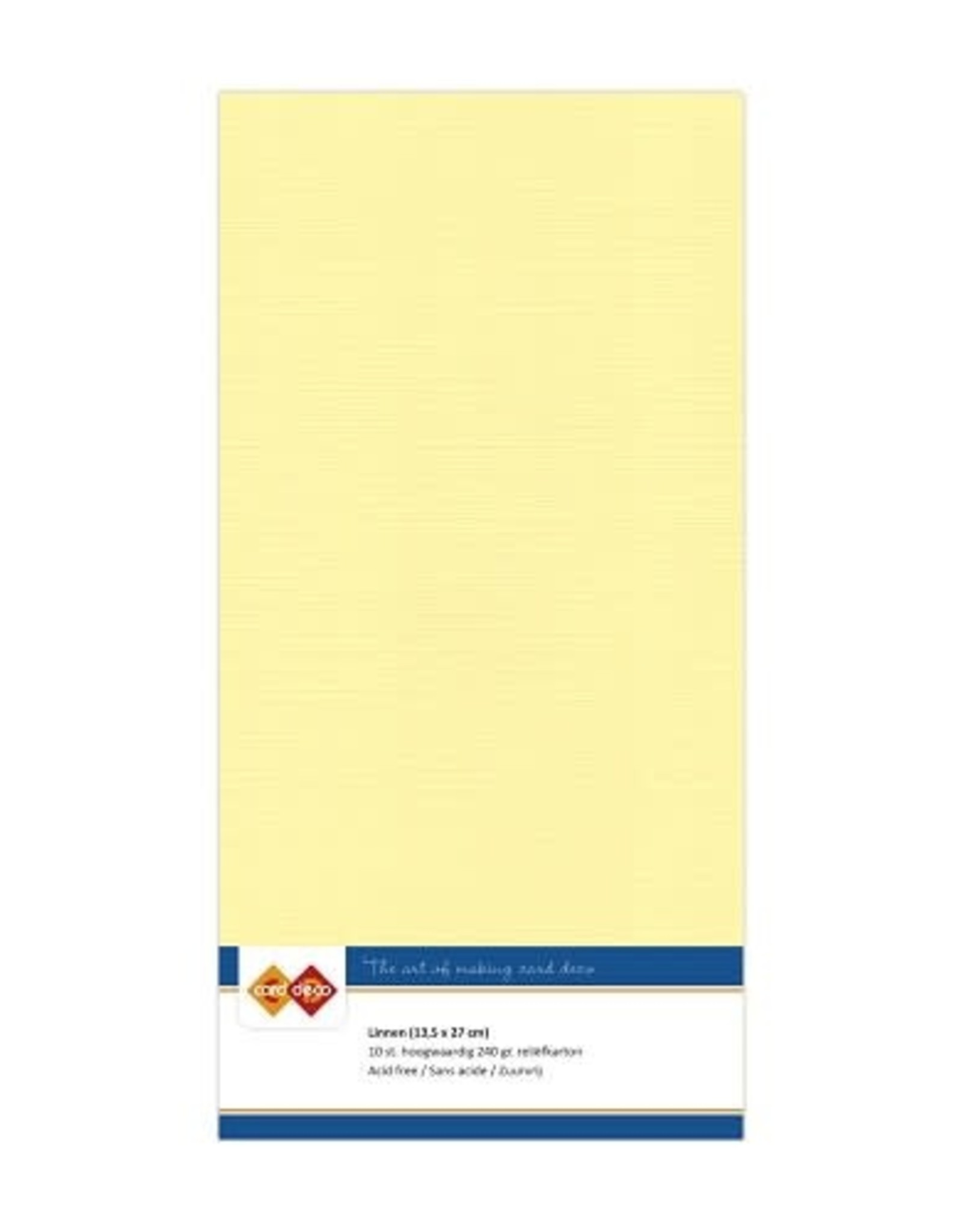Card Deco Card Deco Linnenkarton - Vierkant - Lichtgeel  LKK-4K03  13.5 x 27 cm  10 stuks