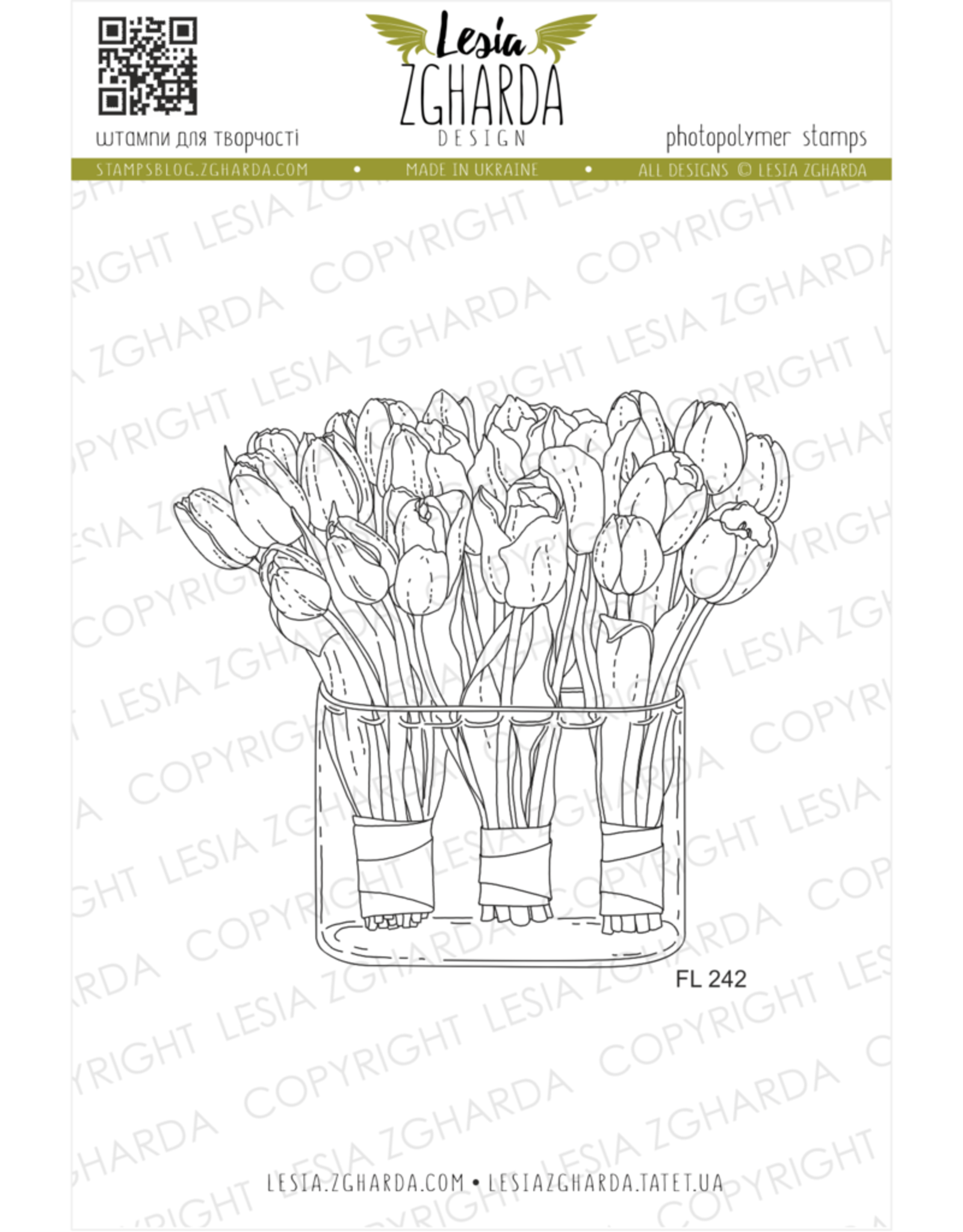 Lesia Zgharda Lesia Zgharda Design  Stamp Three tulip bouquets  FL242