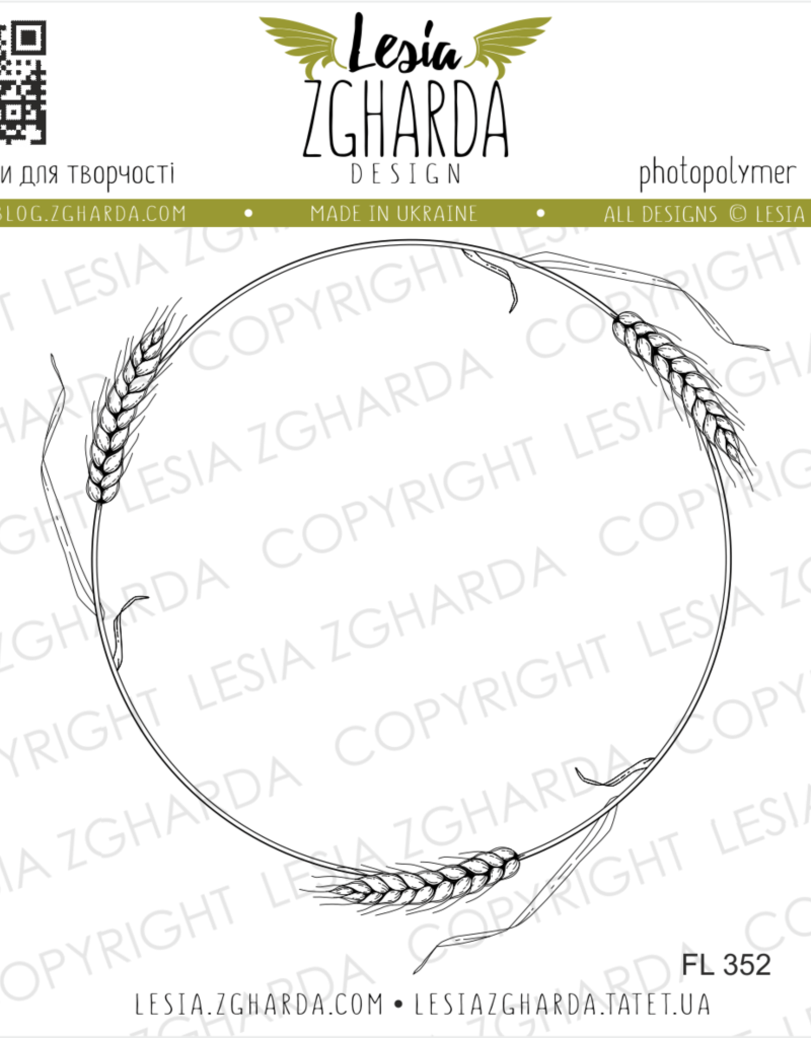 Lesia Zgharda Lesia Zgharda Design Stamp Wreath of wheat spikelets FL352