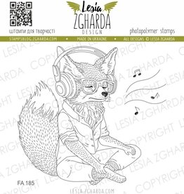 Lesia Zgharda Lesia Zgharda  Design Stamp  The Fennic Fox Listening to Music FA185
