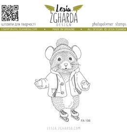 Lesia Zgharda Lesia Zgharda Stamp Winter Skating Mouse  FA198