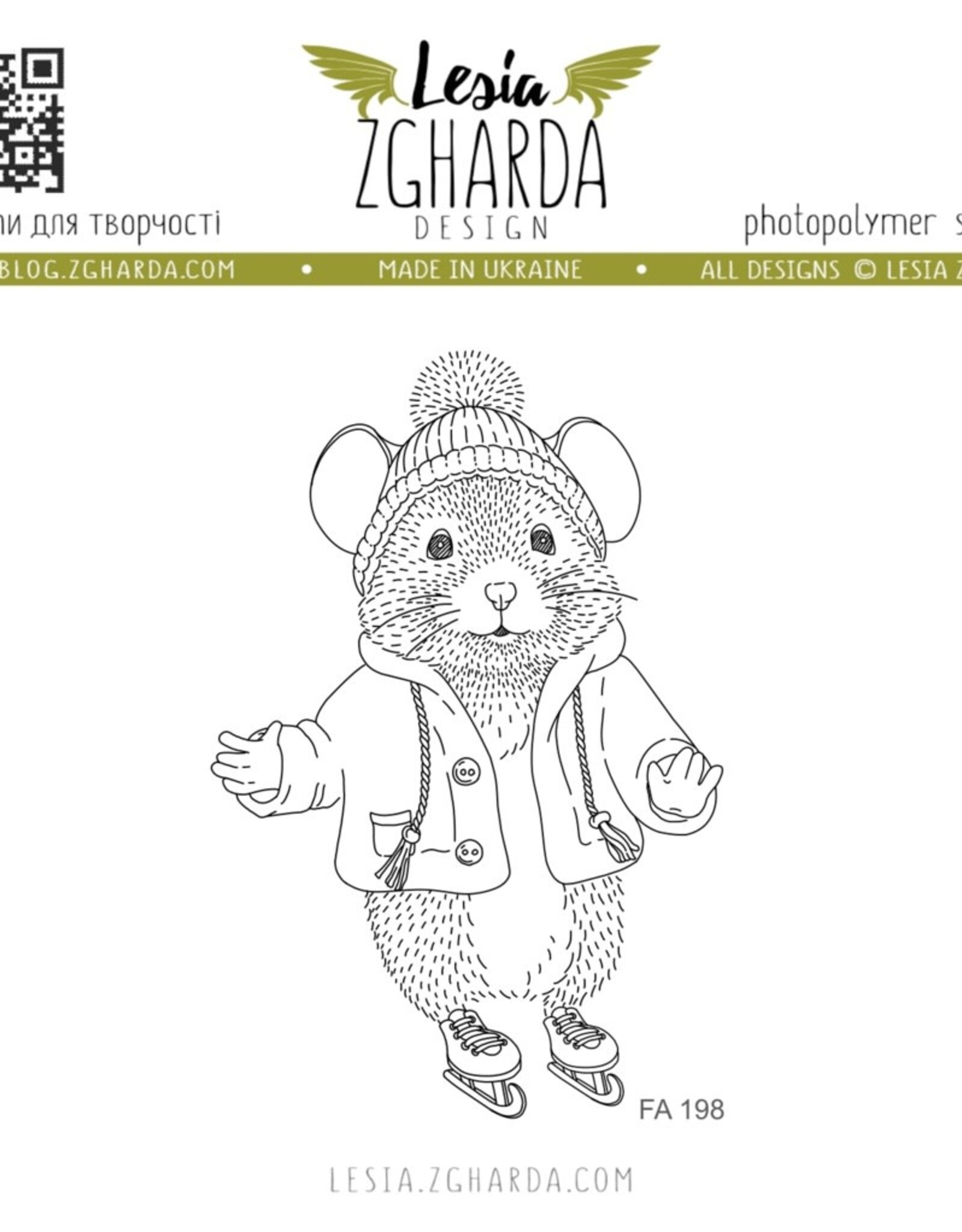 Lesia Zgharda Lesia Zgharda Stamp Winter Skating Mouse  FA198