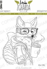 Lesia Zgharda Lesia Zgardha  Design Stamp    Fox with Coffee FA178