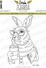 Lesia Zgharda Lesia Zgardha  Design Stamp  Hare with Coffee FA180