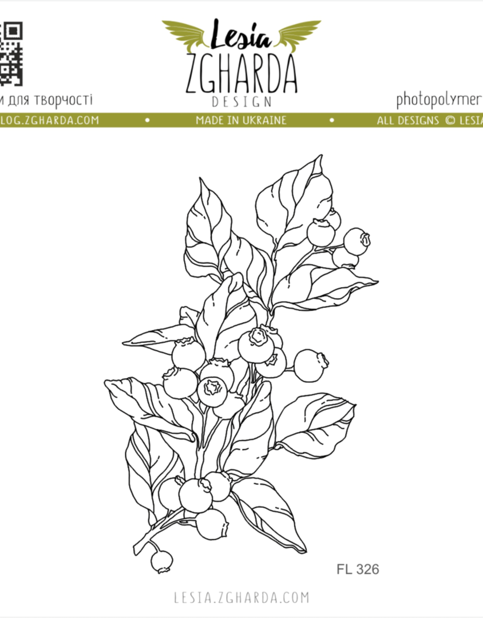 Lesia Zgharda Lesia Zgharda Design  Stamp Bilberry branch FL326
