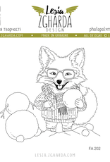 Lesia Zgharda Lesia Zgharda Design Stamps  Baby fox with a snowman FA202