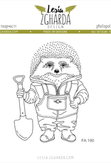 Lesia Zgharda Lesia Zgharda Design Stamps  Hedgehog with a shovel FA190