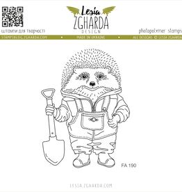 Lesia Zgharda Lesia Zgharda Design Stamps  Hedgehog with a shovel FA190