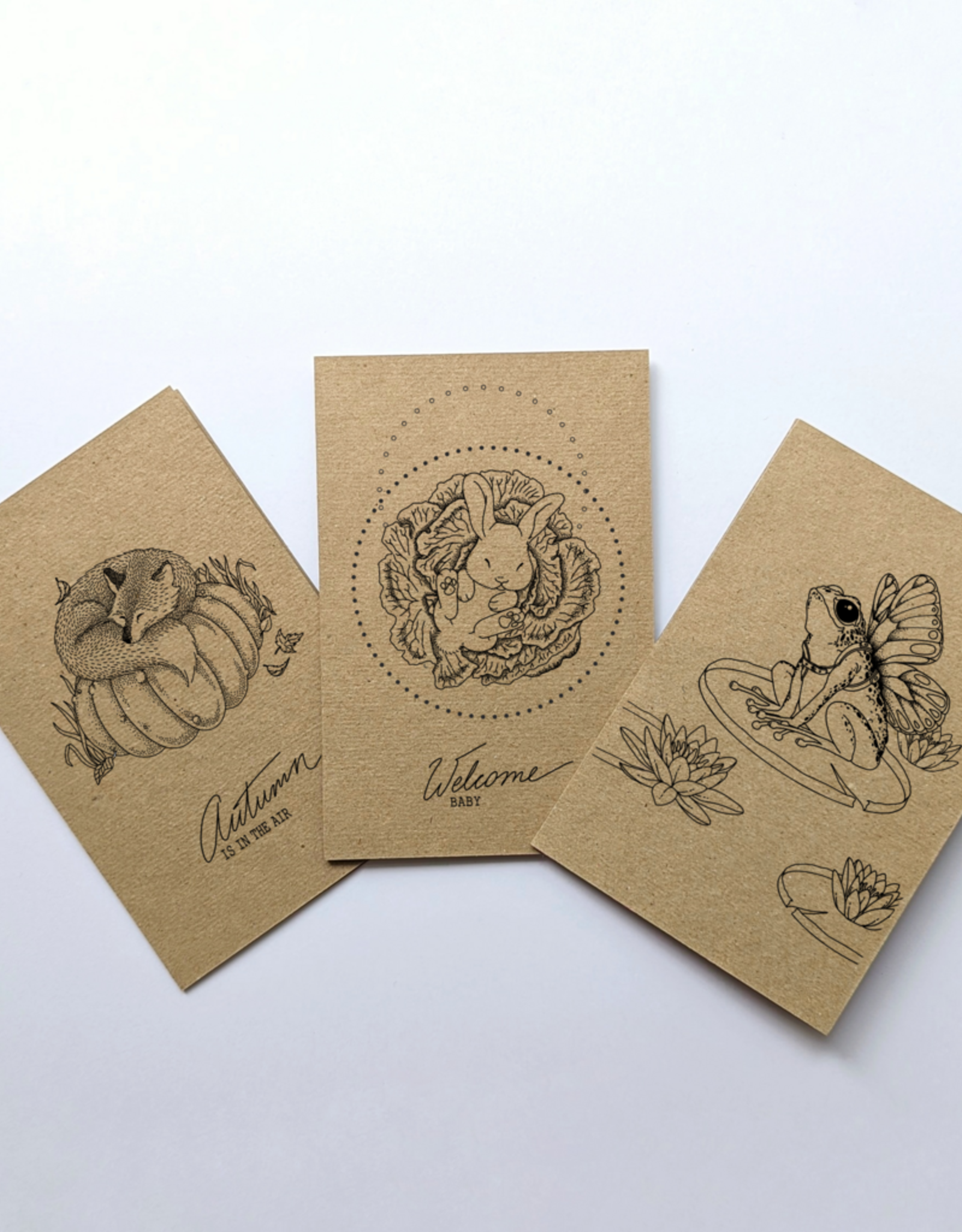 Lesia Zgharda Lesia Zgharda Design  Set of coloring Cards  Fox, Frog & Bunny CC004