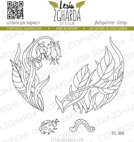 Lesia Zgharda Lesia Zgharda Design Stamp Set "Grass, bellflowers, ladybug, and worm" FL366