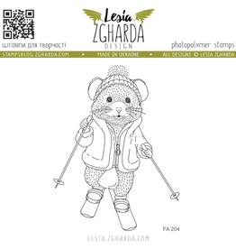 Lesia Zgharda Lesia Zgharda Design Stamp "Mouse on Skis" FA204