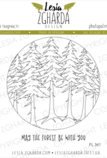 Lesia Zgharda Lesia Zgharda Design Stamp Set "Forest trees in the circle with sentiment stamp" FL341