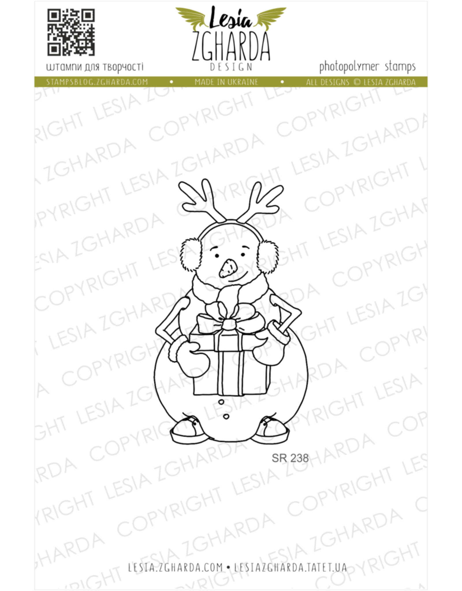 Lesia Zgharda Lesia Zgharda Design Stamp "Snowman with the gift" SR238