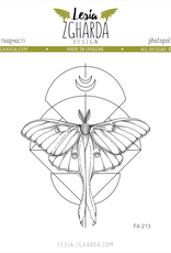 Lesia Zgharda Lesia Zgharda Design Stamp "Lunar Moth with geometric background" FA213