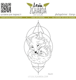 Lesia Zgharda Lesia Zgharda Design Stamp "Foxes hugs with geometric ornament" FA211