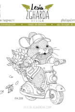 Lesia Zgharda Lesia Zgharda Design Stamp Set "Cute Bunny on the Scooter' FA209