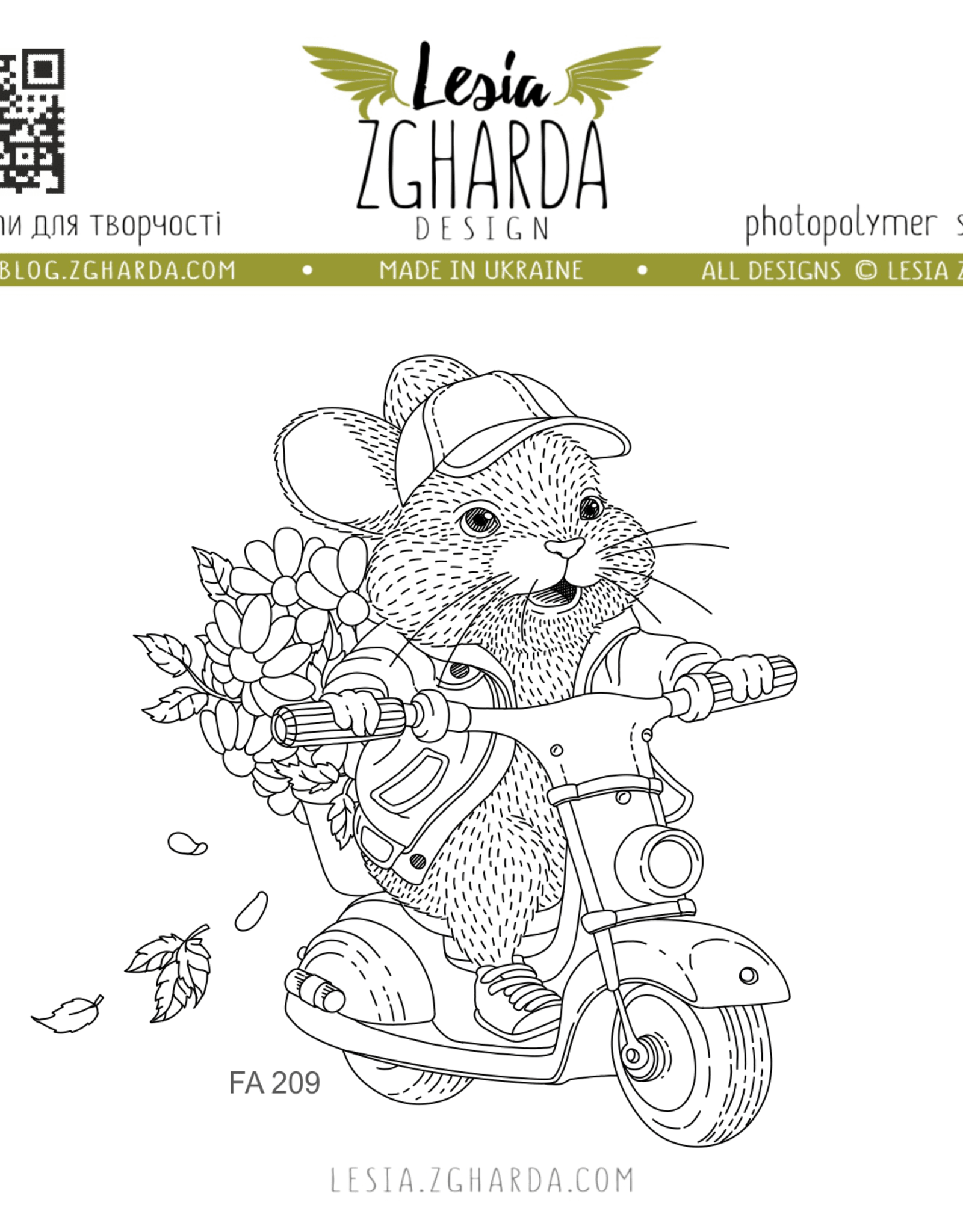 Lesia Zgharda Lesia Zgharda Design Stamp Set "Cute Bunny on the Scooter' FA209