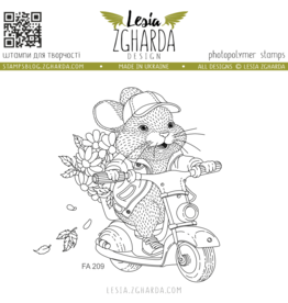 Lesia Zgharda Lesia Zgharda Design Stamp Set "Cute Bunny on the Scooter' FA209