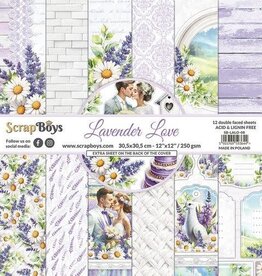 Scrapboys ScrapBoys Lavender Love paperset 12 vl+cut out elements-DZ SB-LALO-08 250gr 30,5cmx30,5cm