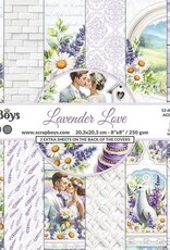Scrapboys ScrapBoys Lavender Love paperpad 12 vl+cut out elements-DZ SB-LALO-10 250gr 20,3x20,3cm