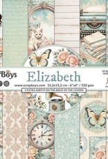 Scrapboys ScrapBoys Elizabeth paperpad 24 vl+cut out elements-DZ SB-ELIZ-09 250gr 15,2cmx15,2cm