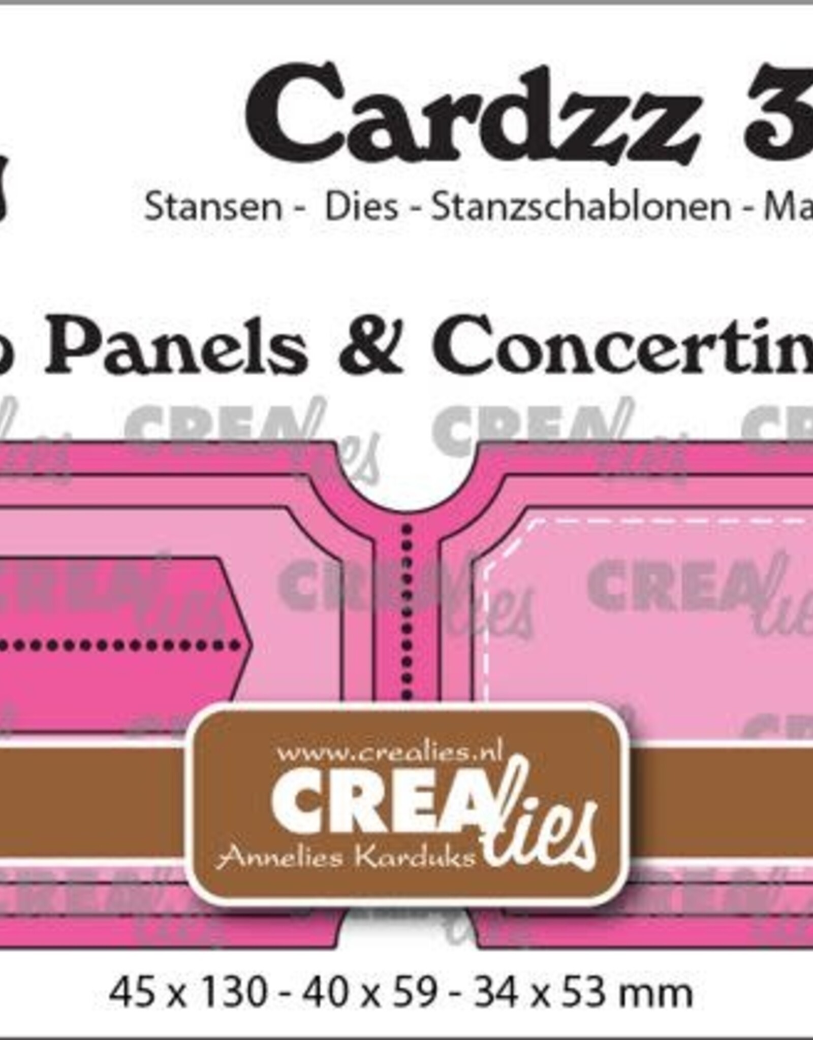Crealies Crealies Cardzz stansen CLCZ326, Twist & Pop A3, Panelen & Leporello & Miniboekje tickets horizontaal