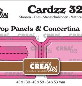 Crealies Crealies Cardzz stansenCLCZ326, Twist & Pop A3, Panelen & Leporello & Miniboekje tickets horizontaal