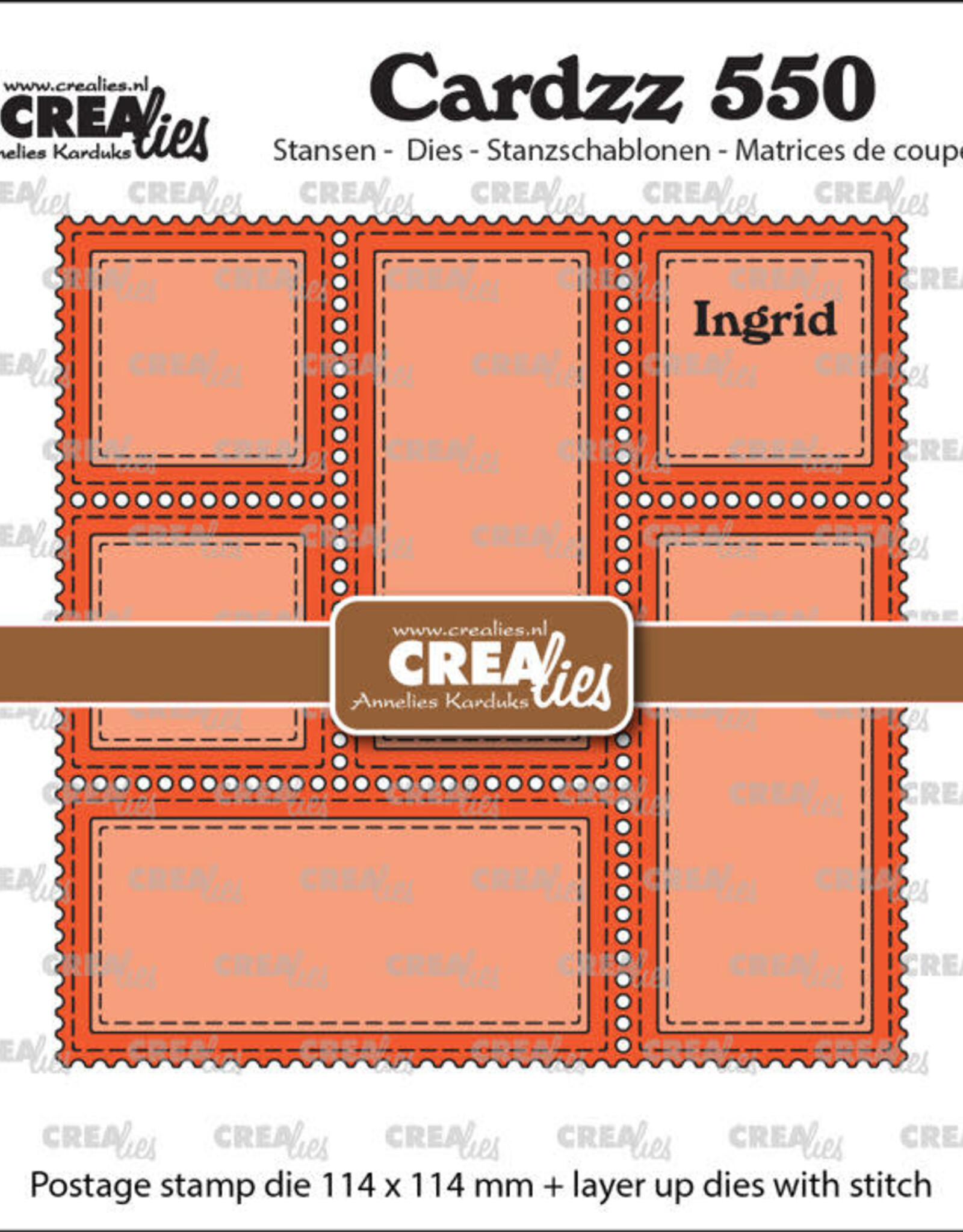 Crealies Crealies Cardzz stansen no. 550, Postzegelframe Ingrid  CLCZ550